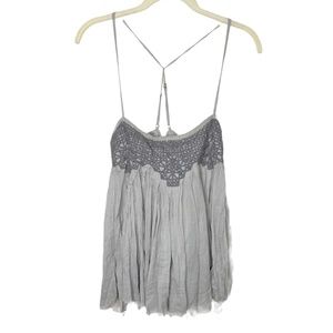 Free People | FP ONE FP Gray Crochet Lace Swing Cami S Tank Top Festival Large